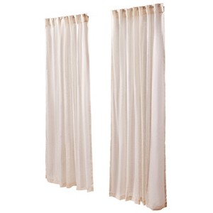 VEVOR Natural Linen Curtains, 52 x 84 inch 2 Panels Set, Semi Sheer Light Filtering Flax Textured Linen Drapes, Rod Pocket Back Tab Design, Beige - 1 of 4