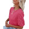Women's Lightweight Short Sleeve Crewneck Sweaters Knit Pullover Tops with Casual Crochet Sleeve Blouse,Rose - 2XL - 2 of 3
