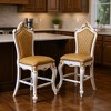 HomeRoots Set of Two 24" Brown and Pearl Faux Leather and Solid Wood Counter Height Bar Chairs - 2 of 4