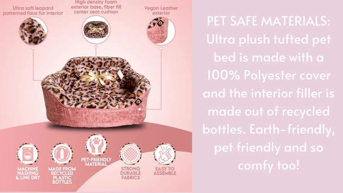 Precious Tails Leopard Princess Cat and Dog Bed - Pink, 2 of 7, play video