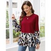 WhizMax Leopard Print Tops for Women Long Sleeve Ruffles Tunic Tops Leoaprd Babydoll Peplum Top Blouses - 3 of 4