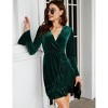 Coolmee Womens Velvet Bodycon Mini Dress Long Sleeve Wrap V Neck Ruffle Hem Fall Winter Cocktail Party Dresses - 4 of 4