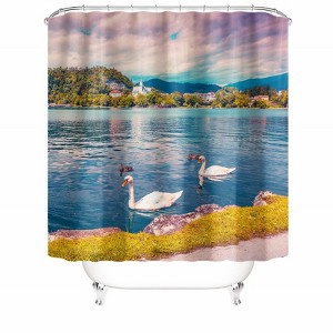 Two Swans Shower Curtains for Bathroom Waterproof Fabric Bath Curtain Durable Soft Stylish Bathroom Decor 72x72 Inch - 1 of 1