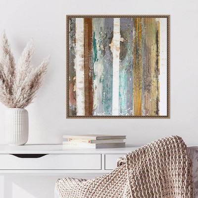 Textured Grain IV Abstract Canvas Wall Art with Bronze Frame