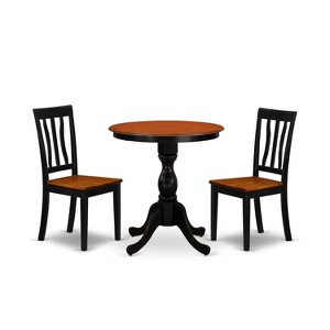 3-Piece Black and Cherry Finish Solid Wood Top - Dining Room Set - Seats 4 - 1 of 4