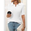 Women's Short Sleeve Sweaters Tops Polo V Neck Cable Knit Casual Soft Pullover Shirts 2025 Summer Outfits - 2 of 4