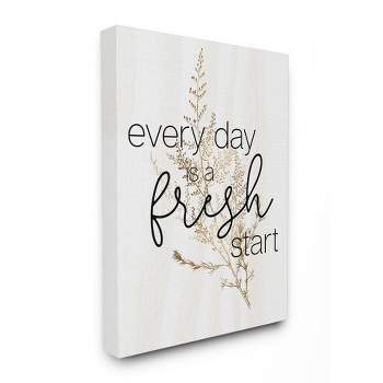Stupell Industries Everyday Fresh Start Quote Text Script Gold Black Nature