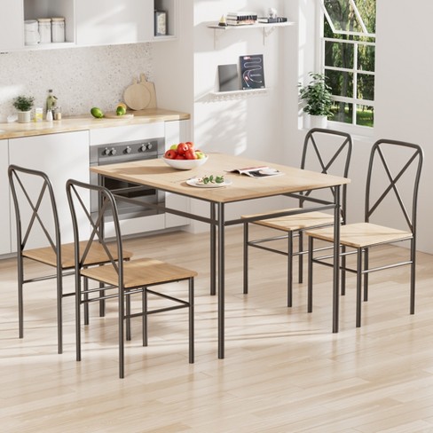 VECELO 5 Pieces Kitchen Dining Table Sets Industrial Style Kitchen Table & Chairs Set for 4 Black/White - image 1 of 4