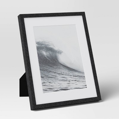 7"x9" Matted to 5"x7" Thin Metal Table Frame Black - Threshold™: Aluminum, Modern Design, Easel Back