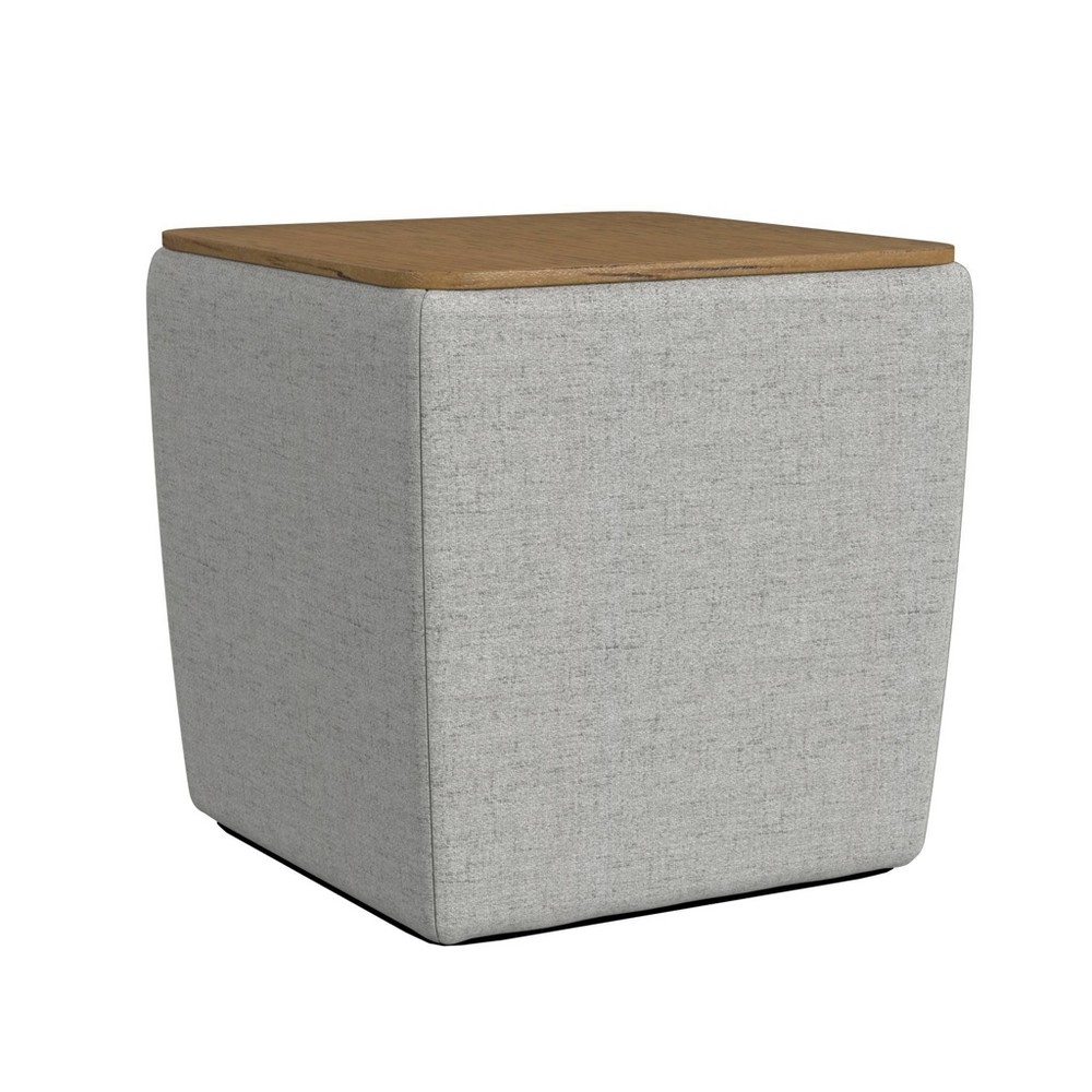Photos - Pouffe / Bench Storage Ottoman with Wood Top Gray - HomePop