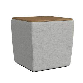 Storage Ottoman with Wood Top - HomePop