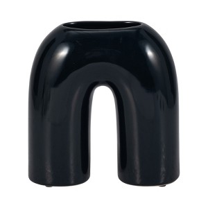 Sagebrook Home Ceramic Vase - Arched Horseshoe Shaped Decorative Table Vase - 1 of 4