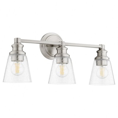 Quorum Lighting Dunbar 3-Light Satin Nickel Vanity with Glass Shades