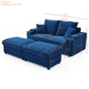 TiramisuBest Loveseat with Ottomans, Corduroy Fabric Modular Sectional Sofa, Comfy Deep Plush Couch with Two Pillows for Living, Bedroom, Blue - 4 of 4