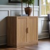 31" Minimalist 2-Door Black Wood Grain Decorative Storage Cabinet - 2 of 4