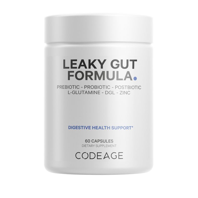 Codeage Leaky Gut Supplement, L-Glutamine, Prebiotics, Probiotics, Postbiotic, Vegan - 60ct, 1 of 9