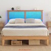 Rattan Bed Frame Full Size/Queen Size Boho Bed Frame w/Natural Rattan Headboard, Full Size Bed w/ Lights, Wooden Support Legs and Slats - 2 of 4