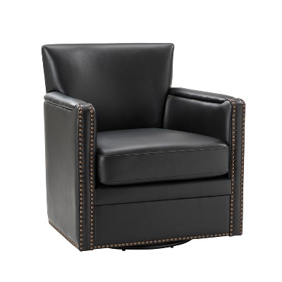 Gabino 29'' Wide Genuine Leather Swivel Chair | ARTFUL LIVING DESIGN