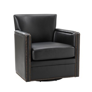 Gabino 29'' Wide Genuine Leather Swivel Chair | ARTFUL LIVING DESIGN - 1 of 4