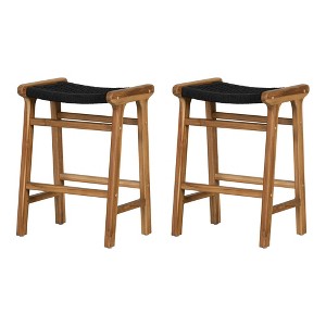 South Shore Set of 2 Balka Counter Height Barstools Black/Natural - 1 of 4