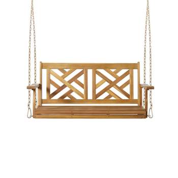 Alejandro Outdoor Acacia Wood Hanging Porch Swing Teak - Christopher Knight Home