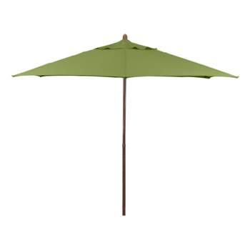 9' x 9' Round Wood Grain Steel Patio Umbrella Lime Green - Astella