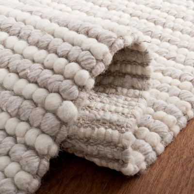 Handmade Ivory and Beige Wool Tufted Runner Rug