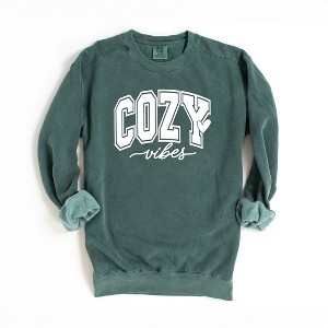 Simply Sage Market Women's Garment Dyed Graphic Sweatshirt Cozy Vibes Bold - 1 of 2
