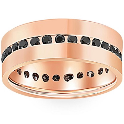 Pompeii3 1 1/4ct Black Diamond Channel Set Eternity Ring 14K Rose Gold