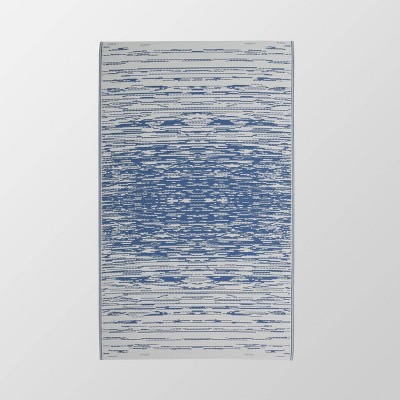 4'x6' Avila Outdoor Modern Scatter Rug Night Blue/White - Christopher Knight Home