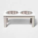 Traditional Short Elevated Dual Tone Dog Bowl with Sour Cream Top - Off-White - Boots & Barkley™