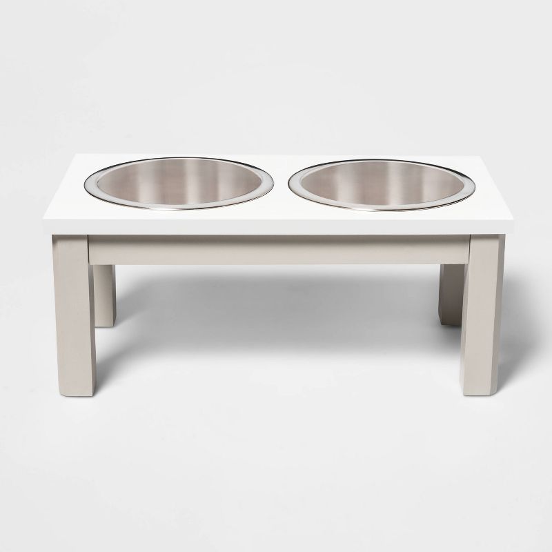 Traditional Short Elevated Dual Tone Dog Bowl with Sour Cream Top - Off-White - Boots &#38; Barkley&#8482;, 1 of 10