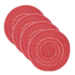 Unique Bargains Woven Braided Washable Decorative Round Placemat 4 Pcs - 1 of 4