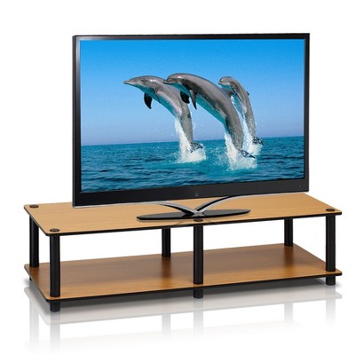 Light Cherry and Black Low Rise TV Stand with Cabinet