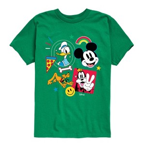 Boys' - Disney - Goofy Donald Mickey Pluto Stickers Short Sleeve Graphic T-Shirt - 1 of 4