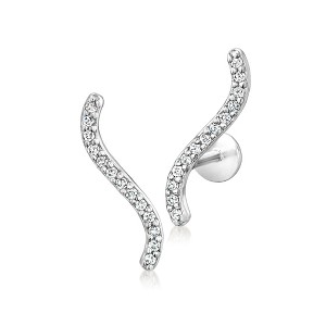 Pure Collection by Ross-Simons 0.10 ct. t.w. Diamond Curved Ear Climbers in Sterling Silver - 1 of 4