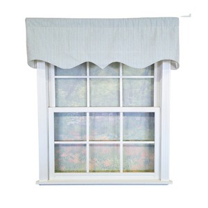 RLF Home 100% Cotton Seersucker Regal With Poly/Cotton Ivory lining Rod Pocket Valance 50" x 16" Blue - 1 of 4