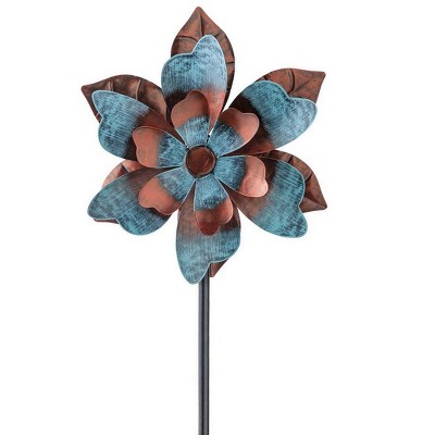 Wind & Weather Bronze and Patina Flower Metal Wind Spinner