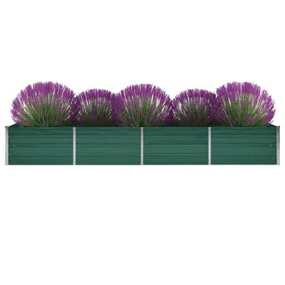 vidaXL Raised Bed Galvanised Steel 320 x 80 x 45 cm Green Flower Pot