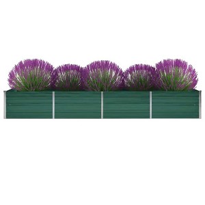 vidaXL Raised Bed Galvanised Steel 320 x 80 x 45 cm Green Flower Pot - 1 of 4