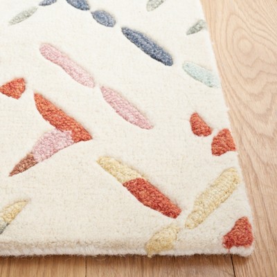Ivory and Multicolor Hand-Tufted Wool 6' Square Rug