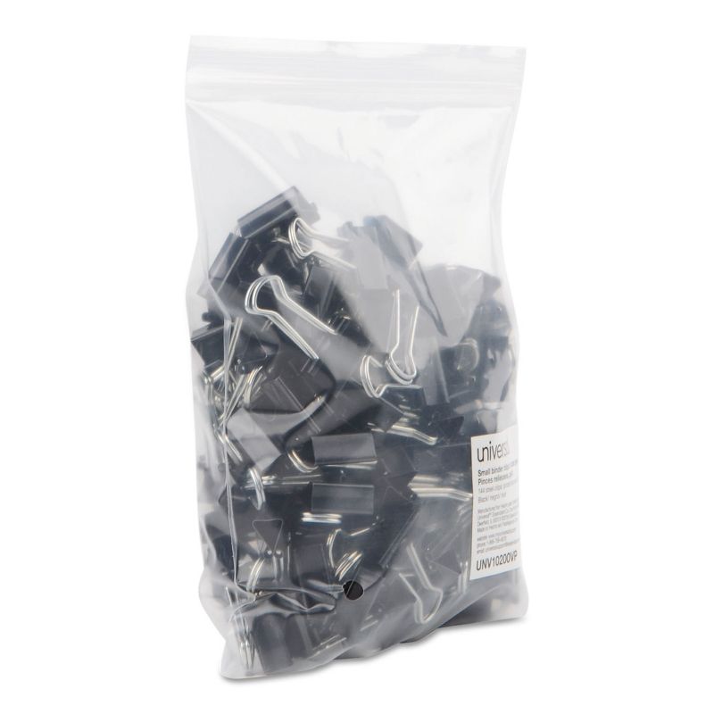 UNIVERSAL Small Binder Clips Zip-Seal Bag 3/8" Capacity 3/4" Wide Black 144/Bag 10200VP, 5 of 9