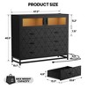 Dresser for Bedroom with LED Lights and Charging Station, 6 Drawer Double Dresser with 2 Shelves - 2 of 4