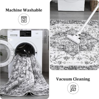 Home Vintage Area Rug for Living Room,Low-Pile Machine Washable Rug,Non-Shedding Ultra-Thin Stain Resistant Indoor Floor Rugs