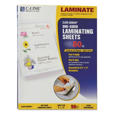 C-Line Cleer Adheer Self-Adhesive Laminating Film 2 mil 9" x 12" 50/Box 65001