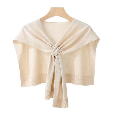 Anna-Kaci Women's Lightweight Knit Ring Scarf Wrap with Soft Stretch Fabric Versatile Layering Shawl and Tie Front Design