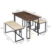 VECELO Farmhouse Room Sets for 4 with 3 Benches Wicker-Knot Cushions, Table for Home Kitchen Dining, 43.3 in - 2 of 4