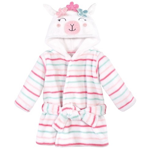 Hudson Baby Infant Girl Plush Animal Face Bathrobe Flower Llama 0 9 Months Target