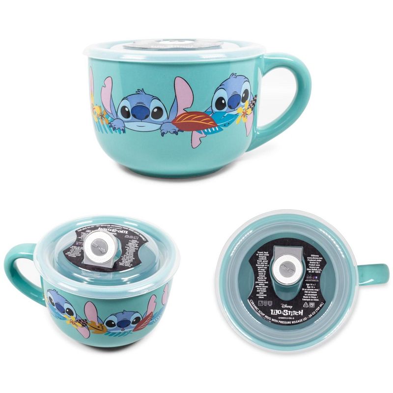 Silver Buffalo Disney Lilo & Stitch Aloha Ceramic Soup Mug With Vented Lid | Holds 24 Ounces, 2 of 7