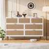 Rattan 7 Drawer Dressers for Bedroom, Tall Dresser with Deep Drawers, Large Chest of Drawers for Closet with Wide Top, Long Wooden Dresser - 3 of 4